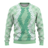 Hawaii Aloha Plumeria Lei Mint Palaka Ugly Christmas Sweater - Polynesian Pride