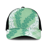 Hawaii Aloha Plumeria Lei Mint Palaka Mesh Trucker Cap - Polynesian Pride