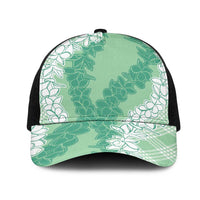 Hawaii Aloha Plumeria Lei Mint Palaka Mesh Trucker Cap LT7 One Size Black Mint - Polynesian Pride