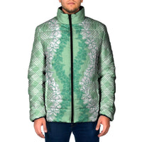 Hawaii Aloha Plumeria Lei Mint Palaka Padded Jacket LT7 Men Mint - Polynesian Pride