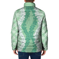 Hawaii Aloha Plumeria Lei Mint Palaka Padded Jacket LT7 - Polynesian Pride