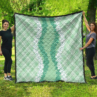Hawaii Aloha Plumeria Lei Mint Palaka Quilt - Polynesian Pride