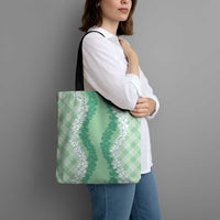 Hawaii Aloha Plumeria Lei Mint Palaka Tote Bag - Polynesian Pride