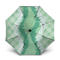 Hawaii Aloha Plumeria Lei Mint Palaka Umbrella LT7 One Size Folded 11.42 inch Opened Diameter 37.4 inch Mint - Polynesian Pride