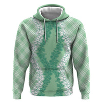 Hawaii Aloha Plumeria Lei Mint Palaka Zip Hoodie - Polynesian Pride
