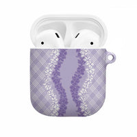 Hawaii Aloha Plumeria Lei Lavender Palaka AirPods Case - Polynesian Pride