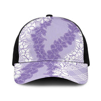 Hawaii Aloha Plumeria Lei Lavender Palaka Baseball Net Cap LT7 One Size Black Lavender - Polynesian Pride