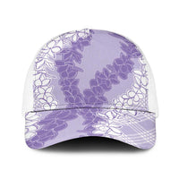Hawaii Aloha Plumeria Lei Lavender Palaka Baseball Net Cap LT7 One Size White Lavender - Polynesian Pride