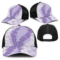 Hawaii Aloha Plumeria Lei Lavender Palaka Baseball Net Cap LT7 - Polynesian Pride