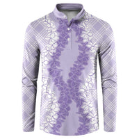 Hawaii Aloha Plumeria Lei Lavender Palaka Button Sweatshirt - Polynesian Pride