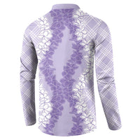 Hawaii Aloha Plumeria Lei Lavender Palaka Button Sweatshirt - Polynesian Pride