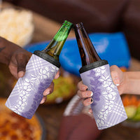 Hawaii Aloha Plumeria Lei Lavender Palaka 4 in 1 Can Cooler Tumbler - Polynesian Pride