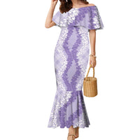 Hawaii Aloha Plumeria Lei Lavender Palaka Family Matching Mermaid Dress and Hawaiian Shirt - Polynesian Pride