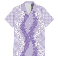 Hawaii Aloha Plumeria Lei Lavender Palaka Family Matching Off Shoulder Maxi Dress and Hawaiian Shirt - Polynesian Pride