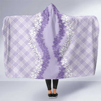 Hawaii Aloha Plumeria Lei Lavender Palaka Hooded Blanket - Polynesian Pride