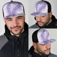 Hawaii Aloha Plumeria Lei Lavender Palaka Mesh Trucker Cap LT7 - Polynesian Pride