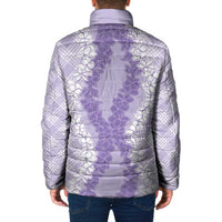 Hawaii Aloha Plumeria Lei Lavender Palaka Padded Jacket - Polynesian Pride