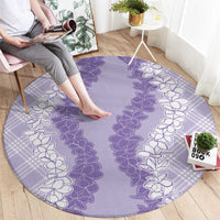 Hawaii Aloha Plumeria Lei Lavender Palaka Round Carpet - Polynesian Pride