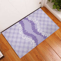 Hawaii Aloha Plumeria Lei Lavender Palaka Rubber Doormat LT7 - Polynesian Pride