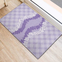 Hawaii Aloha Plumeria Lei Lavender Palaka Rubber Doormat LT7 - Polynesian Pride