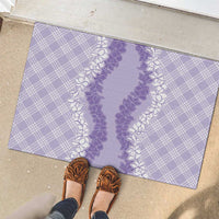 Hawaii Aloha Plumeria Lei Lavender Palaka Rubber Doormat LT7 - Polynesian Pride