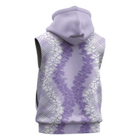 Hawaii Aloha Plumeria Lei Lavender Palaka Sleeveless Zip Hoodie LT7 - Polynesian Pride