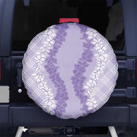 Hawaii Aloha Plumeria Lei Lavender Palaka Spare Tire Cover - Polynesian Pride