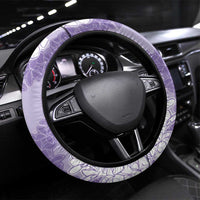 Hawaii Aloha Plumeria Lei Lavender Palaka Steering Wheel Cover - Polynesian Pride