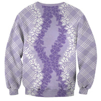 Hawaii Aloha Plumeria Lei Lavender Palaka Sweatshirt LT7 - Polynesian Pride