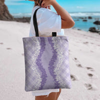 Hawaii Aloha Plumeria Lei Lavender Palaka Tote Bag - Polynesian Pride