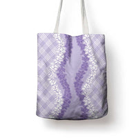 Hawaii Aloha Plumeria Lei Lavender Palaka Tote Bag - Polynesian Pride
