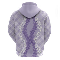 Hawaii Aloha Plumeria Lei Lavender Palaka Zip Hoodie - Polynesian Pride