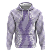 Hawaii Aloha Plumeria Lei Lavender Palaka Zip Hoodie - Polynesian Pride