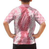 Hawaii Aloha Plumeria Lei Pink Palaka Family Matching Puletasi and Hawaiian Shirt - Polynesian Pride