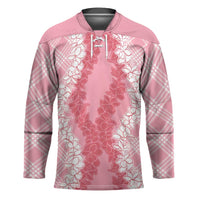 Hawaii Aloha Plumeria Lei Pink Palaka Hockey Jersey LT7 Unisex Pink - Polynesian Pride