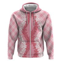 Hawaii Aloha Plumeria Lei Pink Palaka Hoodie - Polynesian Pride