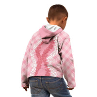 Hawaii Aloha Plumeria Lei Pink Palaka Kid Hoodie - Polynesian Pride