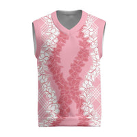 Hawaii Aloha Plumeria Lei Pink Palaka Christmas Knitted V-Neck Vest LT7 Pink - Polynesian Pride