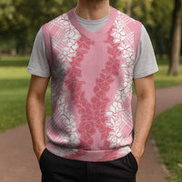 Hawaii Aloha Plumeria Lei Pink Palaka Christmas Knitted V-Neck Vest LT7 - Polynesian Pride