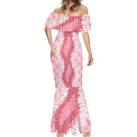 Hawaii Aloha Plumeria Lei Pink Palaka Mermaid Dress - Polynesian Pride