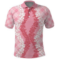 Hawaii Aloha Plumeria Lei Pink Palaka Polo Shirt - Polynesian Pride