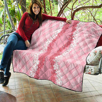 Hawaii Aloha Plumeria Lei Pink Palaka Quilt - Polynesian Pride