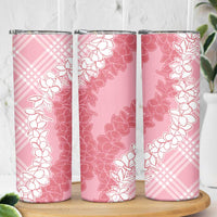 Hawaii Aloha Plumeria Lei Pink Palaka Skinny Tumbler - Polynesian Pride