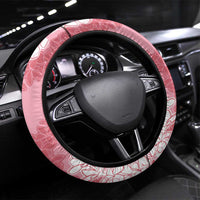 Hawaii Aloha Plumeria Lei Pink Palaka Steering Wheel Cover - Polynesian Pride