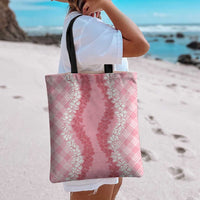Hawaii Aloha Plumeria Lei Pink Palaka Tote Bag - Polynesian Pride