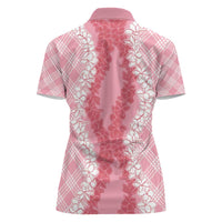Hawaii Aloha Plumeria Lei Pink Palaka Women Polo Shirt - Polynesian Pride