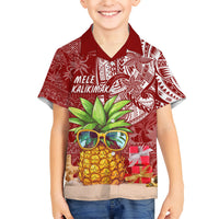 Mele Kalikimaka Hawaii Christmas Kid Hawaiian Shirt Pineapple Party LT7 Kid Red - Polynesian Pride