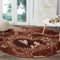 Hawaii Plumeria Round Carpet Hau'oli la Makuahine Sunburned LT7 - Polynesian Pride