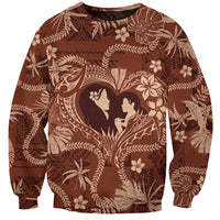 Hawaii Plumeria Sweatshirt Hau'oli la Makuahine Sunburned LT7 Unisex Brown - Polynesian Pride