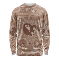 Hawaii Plumeria Long Sleeve Shirt Hau'oli la Makuahine Beige LT7 Unisex Beige - Polynesian Pride